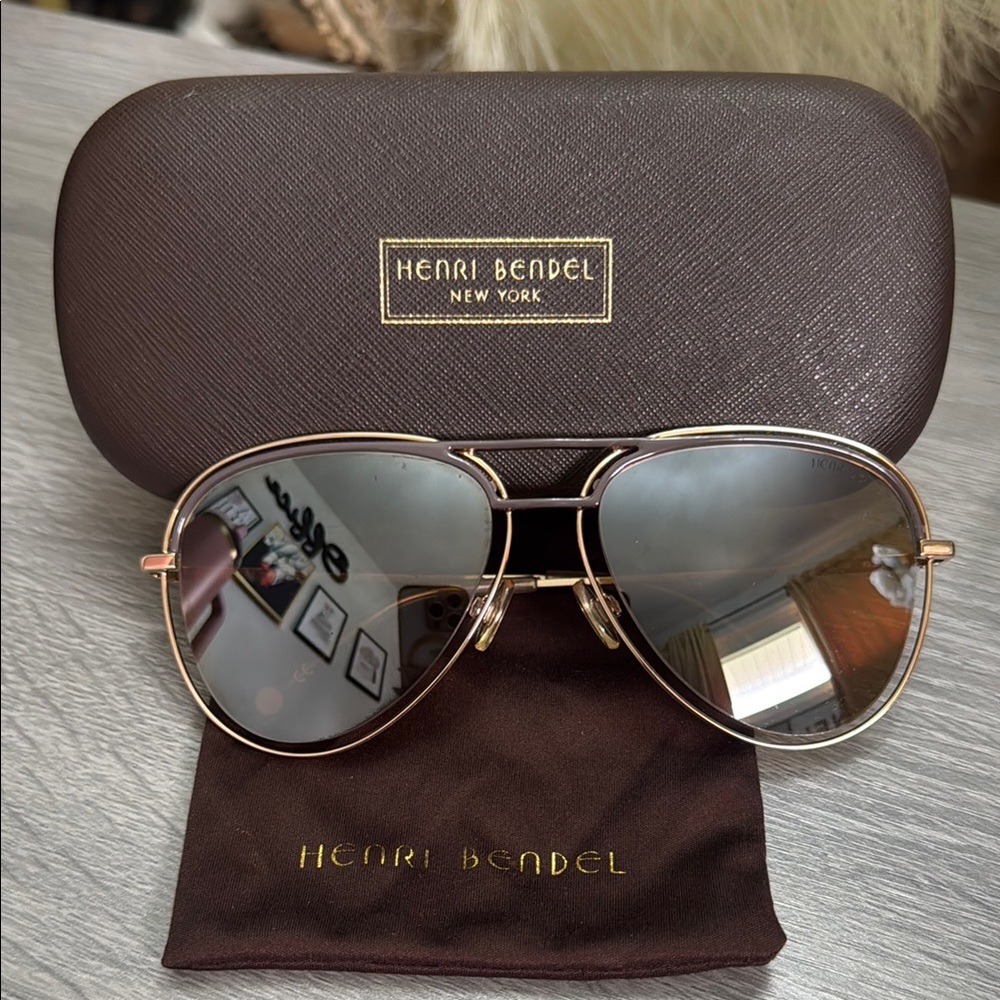 Henri Bendel Gold Aviator Sunglasses